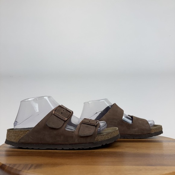 Womens Birkenstock Arizona Soft Footbed Brown Leather Slide Sandals Size EU 39 - Picture 1 of 8